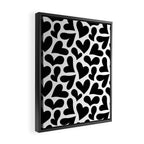 Black and white love heart shape pattern Framed Canvas Print Gallery Image 2