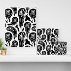 Black and white melted happy face pattern Canvas Print Gallery Image 3
