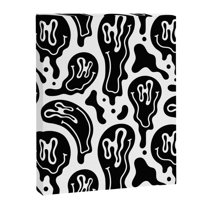 Black and white melted happy face pattern Canvas Print Gallery Image 1