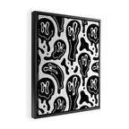 Black and white melted happy face pattern Framed Canvas Print Gallery Image 2