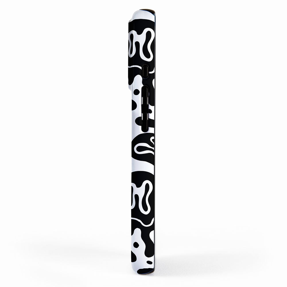 Black and white melted happy face pattern iPhone Case Gallery Image 2