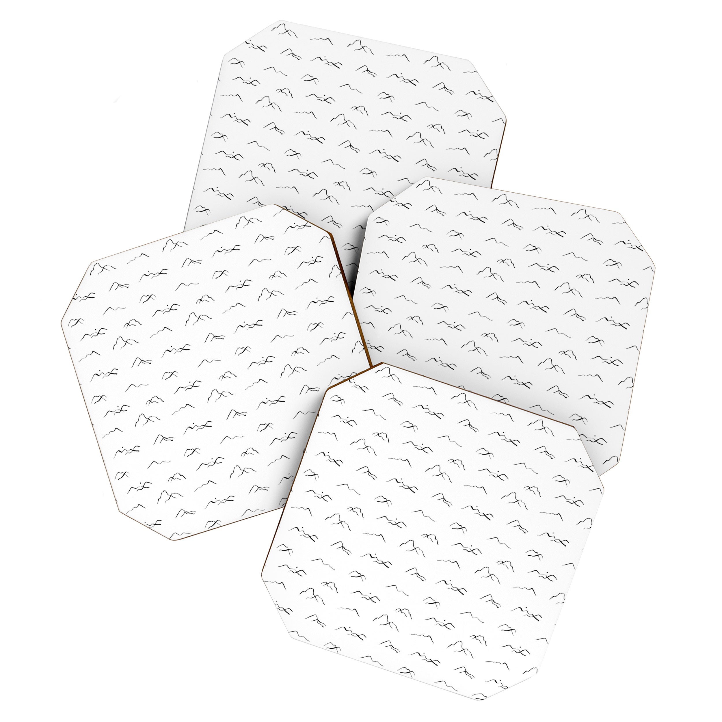 Black and white mountain landscape pattern Coaster Gallery Image 1