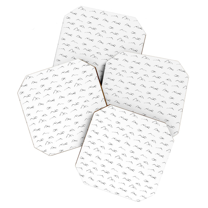 Black and white mountain landscape pattern Coaster Gallery Image 1