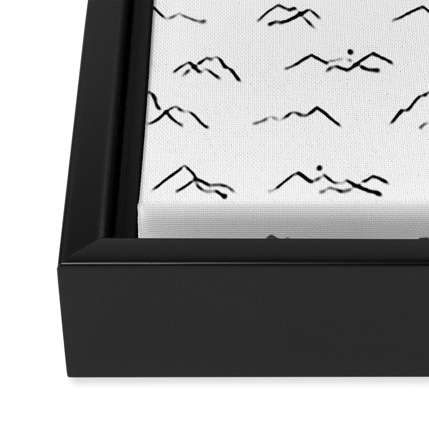 Black and white mountain landscape pattern Framed Canvas Print Gallery Image 3