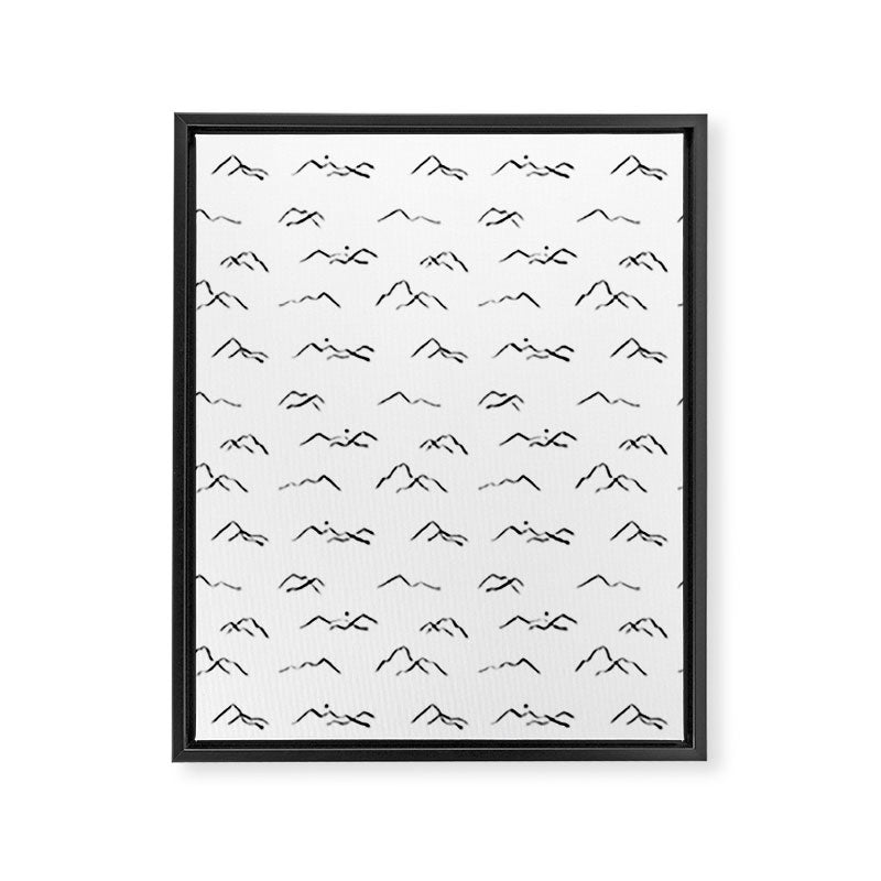 Black and white mountain landscape pattern Framed Canvas Print Gallery Image 8