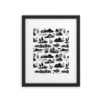 Black and white nature landscape doodle pattern Framed Art Print Gallery Image 6