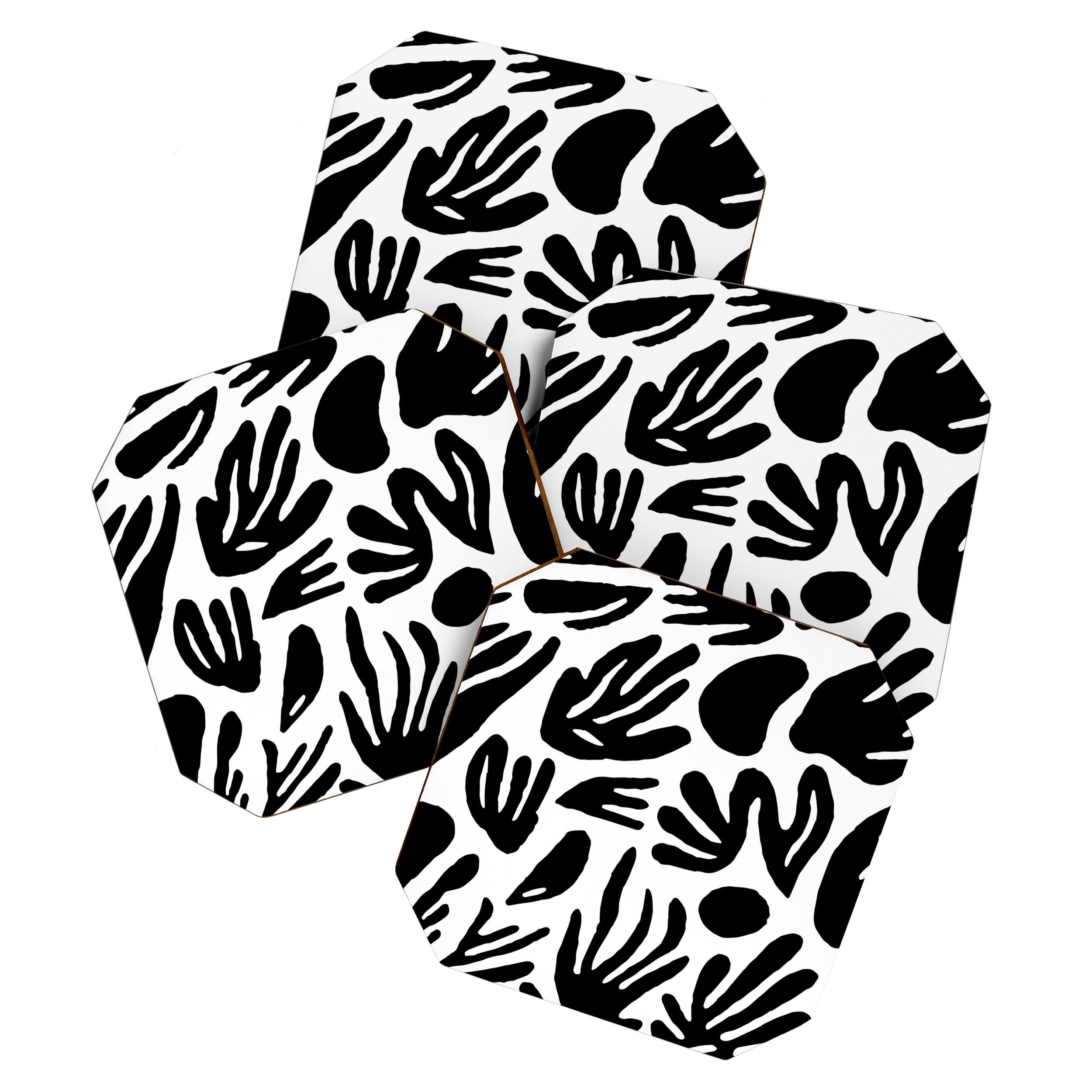 Black and white organic nature art pattern Coaster Gallery Image 1