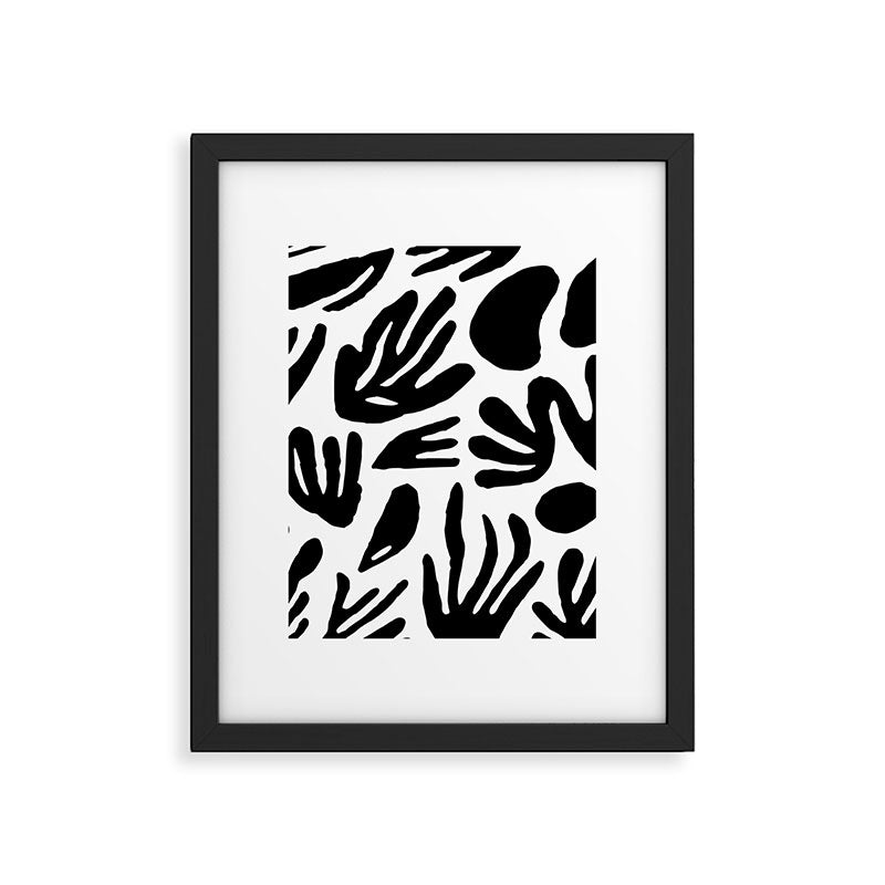 Black and white organic nature art pattern Framed Art Print Gallery Image 6