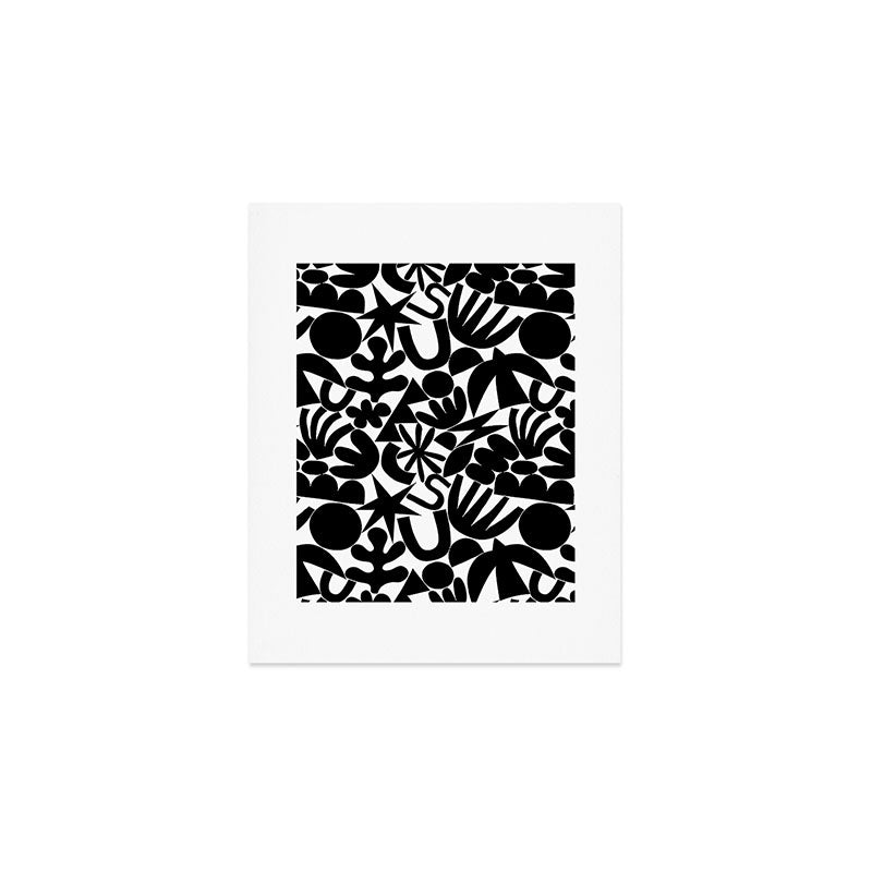 Black and white organic nature art shape pattern Art Print Gallery Image 1