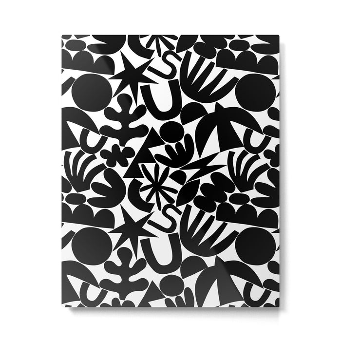 Black and white organic nature art shape pattern Metal Print Gallery Image 1