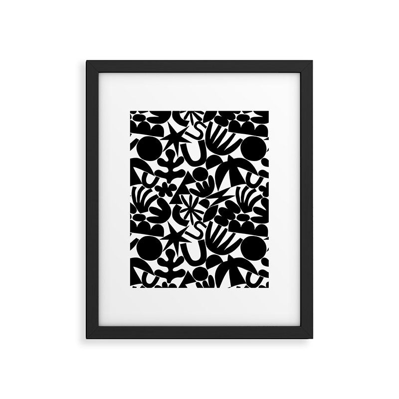 Black and white organic nature art shape pattern Framed Art Print Gallery Image 6