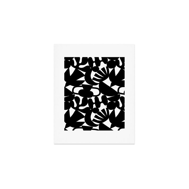 Black and white organic nature shape art pattern Art Print Gallery Image 1