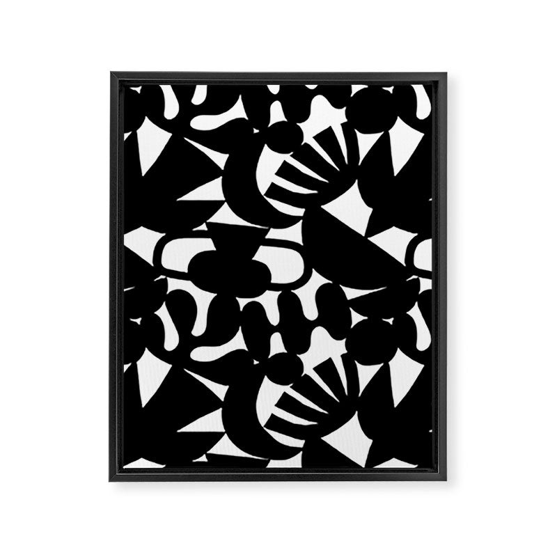 Black and white organic nature shape art pattern Framed Canvas Print Gallery Image 8