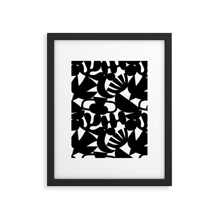 Black and white organic nature shape art pattern Framed Art Print Gallery Image 1