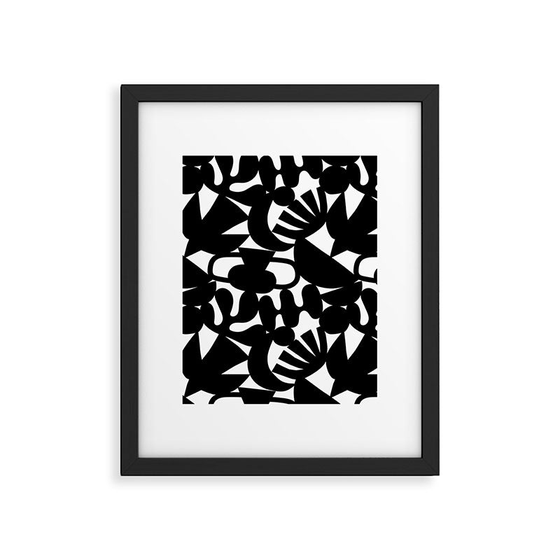 Black and white organic nature shape art pattern Framed Art Print Gallery Image 6