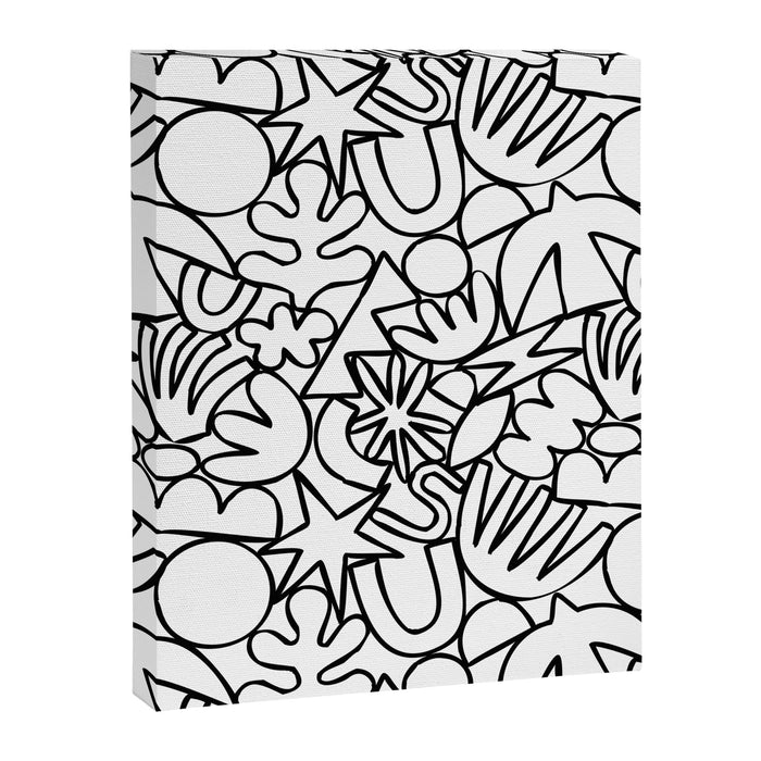 Black and white organic nature shape drawing pattern Canvas Print Gallery Image 1