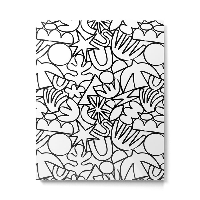 Black and white organic nature shape drawing pattern Metal Print Gallery Image 1