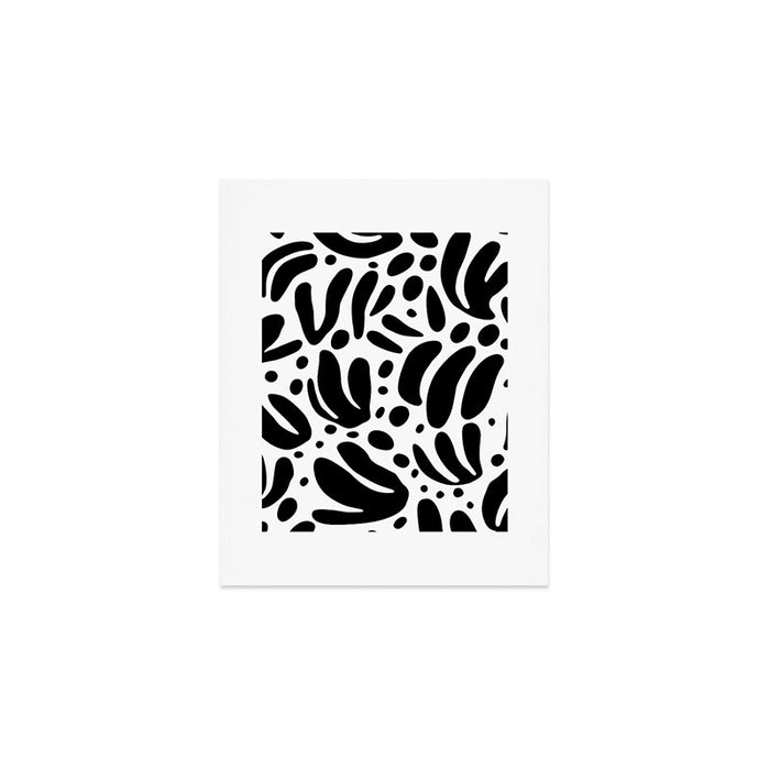 Black and white organic plant leaf art pattern Art Print Gallery Image 1