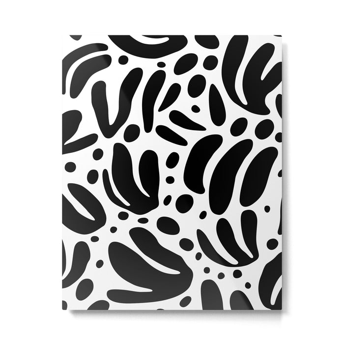 Black and white organic plant leaf art pattern Metal Print Gallery Image 1