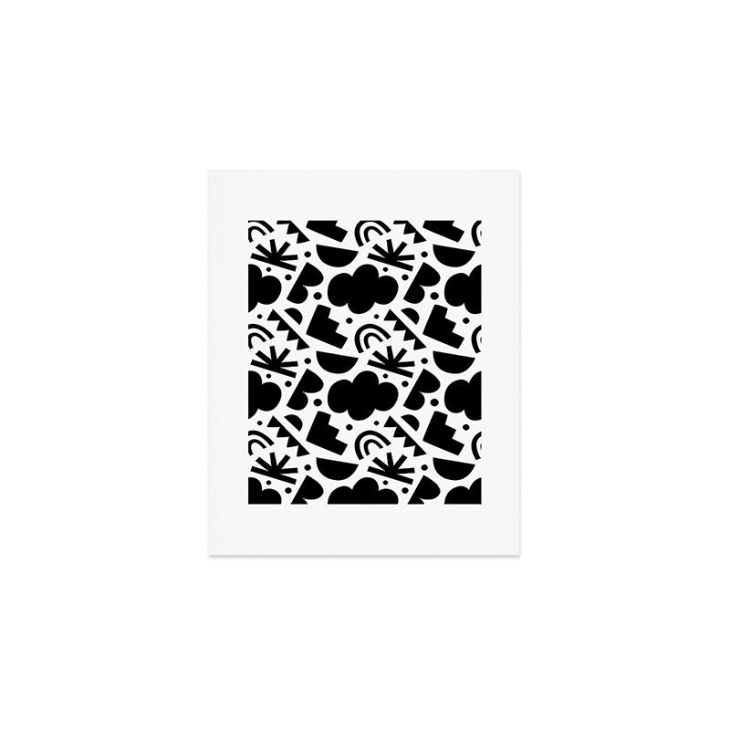 Black and white organic shape art pattern Art Print Gallery Image 1