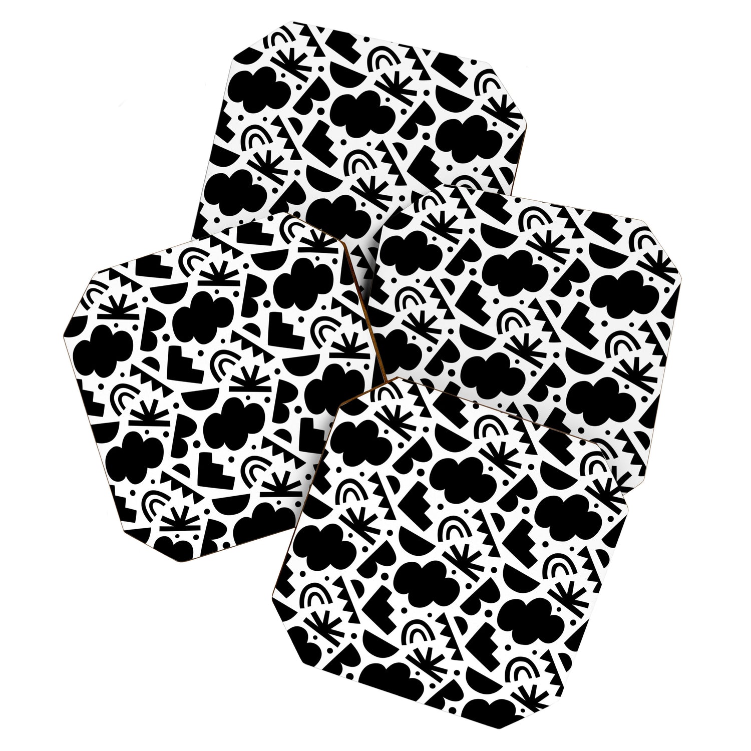 Black and white organic shape art pattern Coaster Gallery Image 1