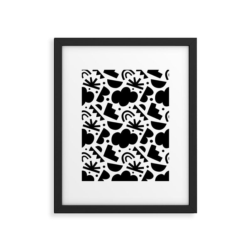 Black and white organic shape art pattern Framed Art Print Gallery Image 6