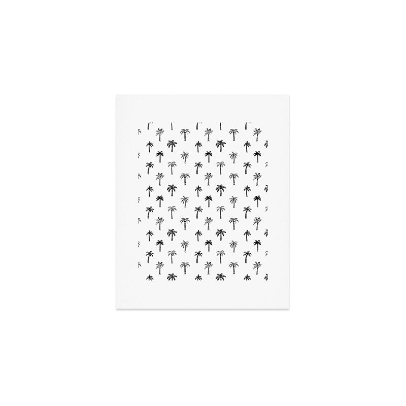 Black and white palm tree beach doodle pattern Art Print Gallery Image 1