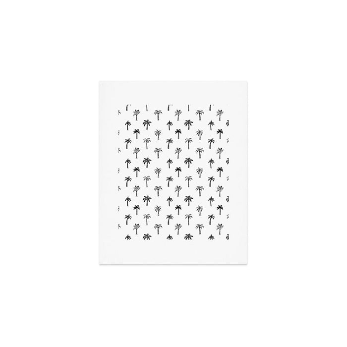 Black and white palm tree beach doodle pattern Art Print Gallery Image 1
