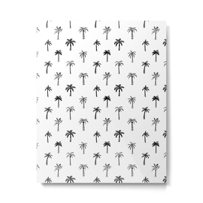 Black and white palm tree beach doodle pattern Metal Print Gallery Image 1