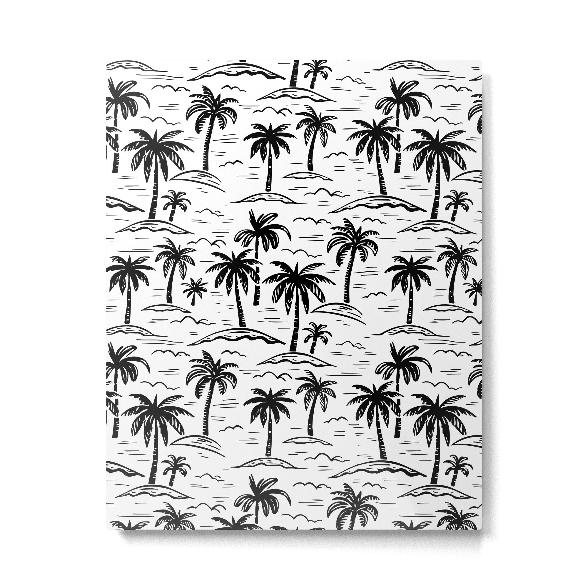 Black and white palm tree beach doodle pattern Metal Print Gallery Image 6