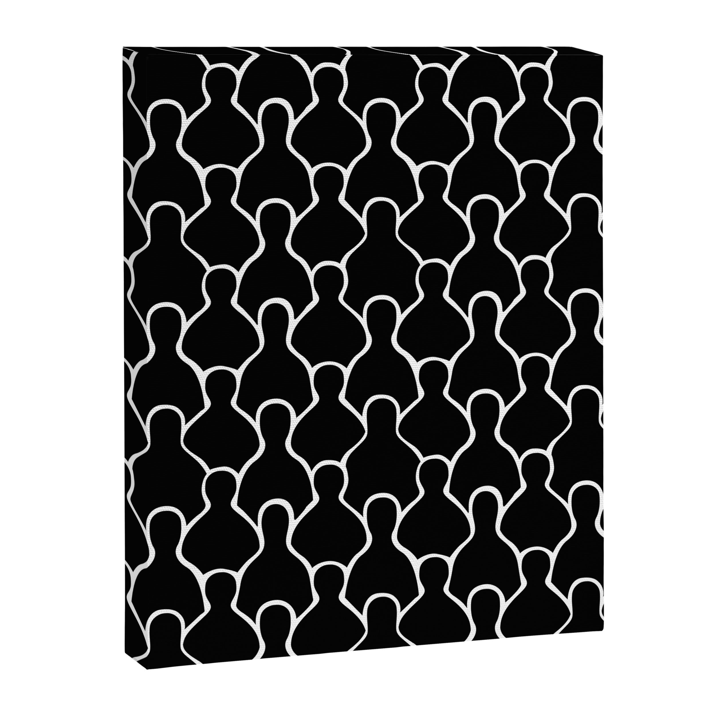 Black and white people crowd pattern Canvas Print Gallery Image 8