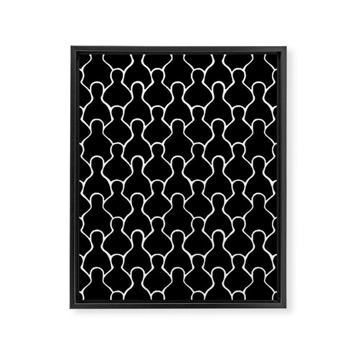 Black and white people crowd pattern Framed Canvas Print Gallery Image 1