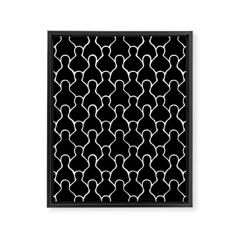 Black and white people crowd pattern Framed Canvas Print Gallery Image 8