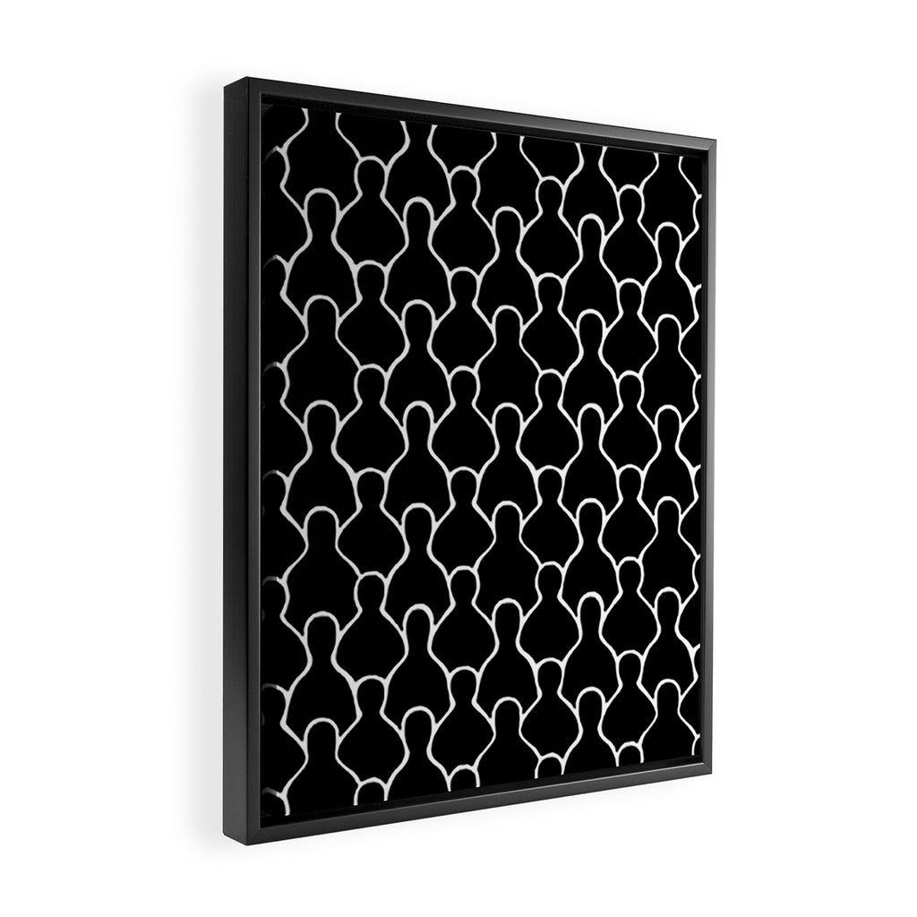Black and white people crowd pattern Framed Canvas Print Gallery Image 2