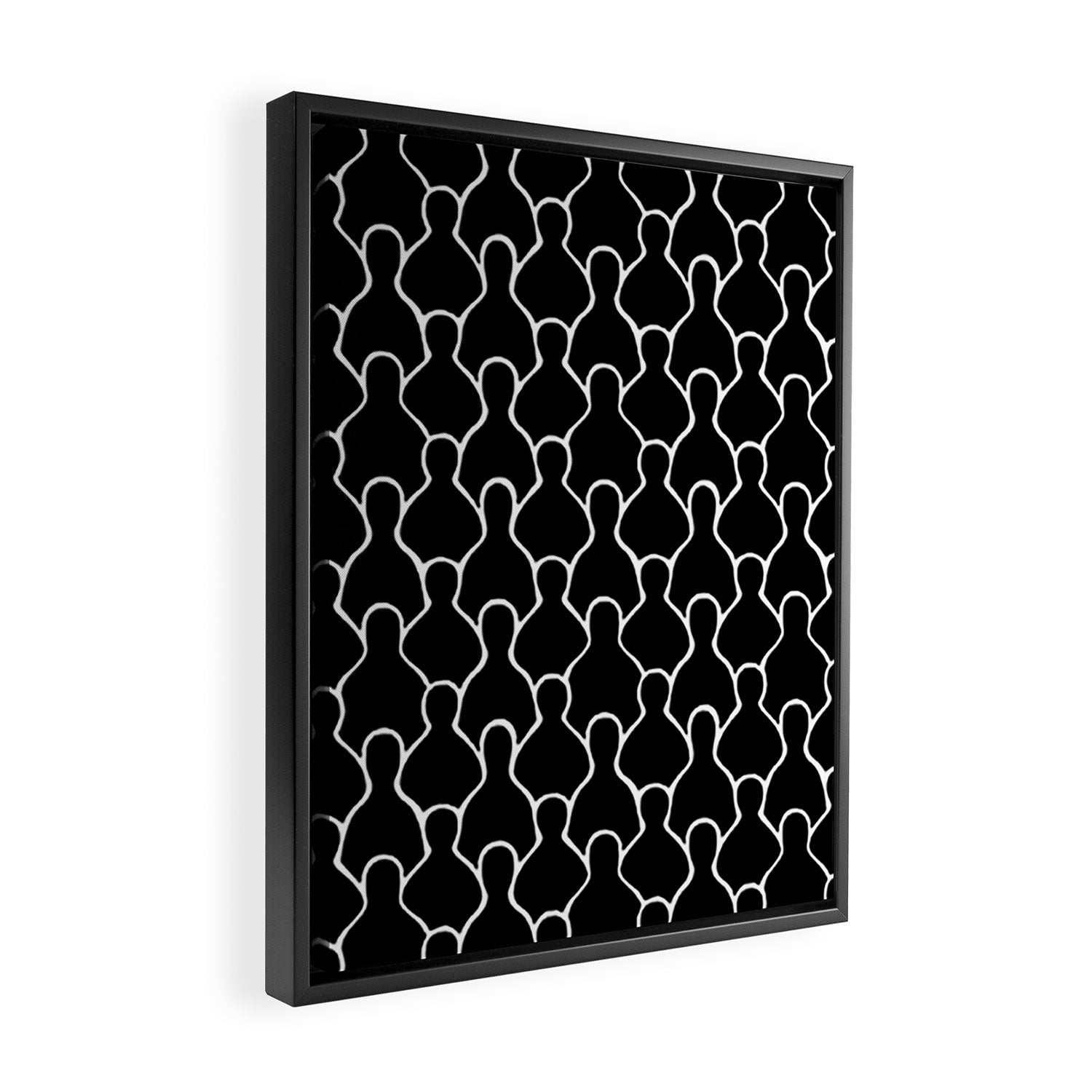 Black and white people crowd pattern Framed Canvas Print Gallery Image 2