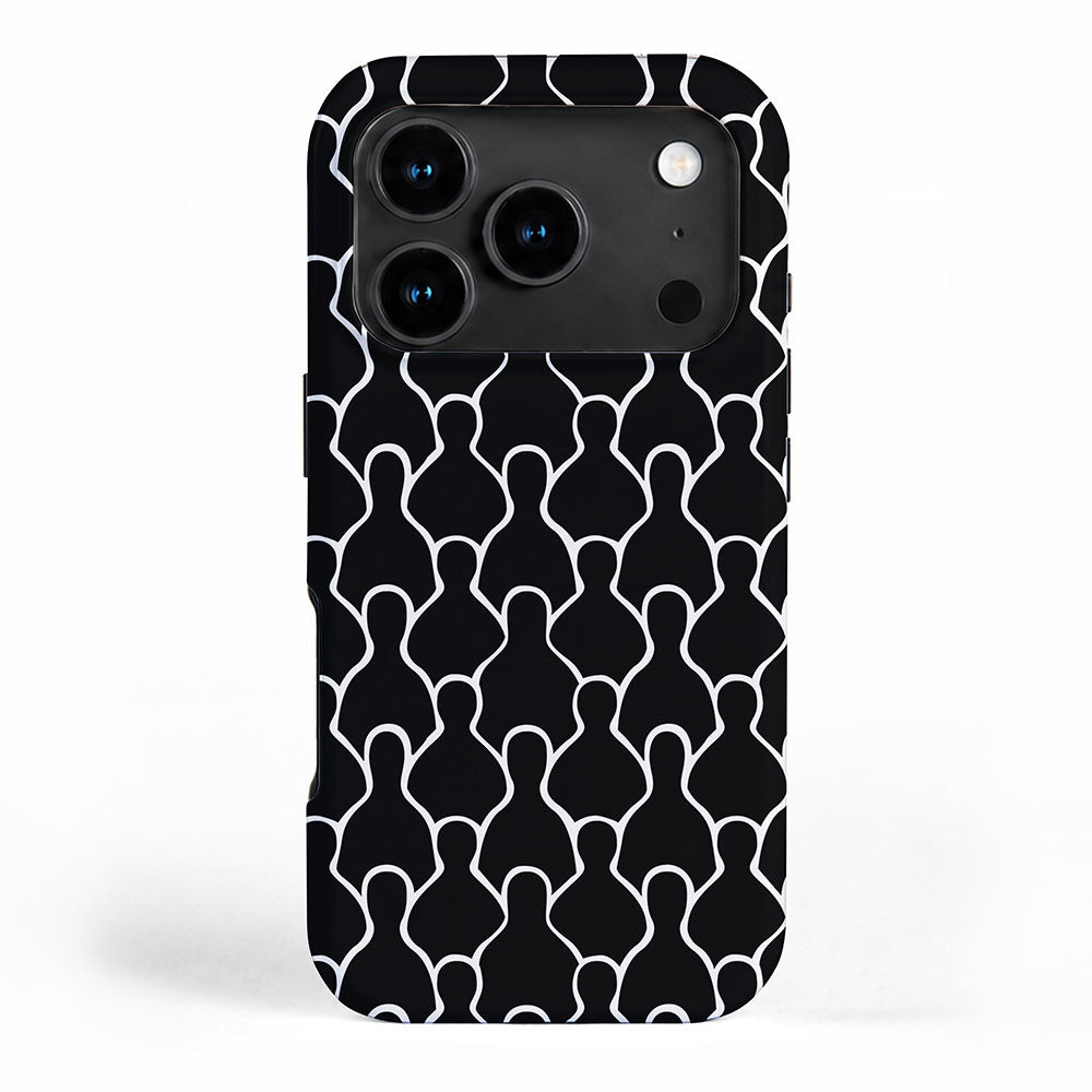 Black and white people crowd pattern iPhone Case Gallery Image 1