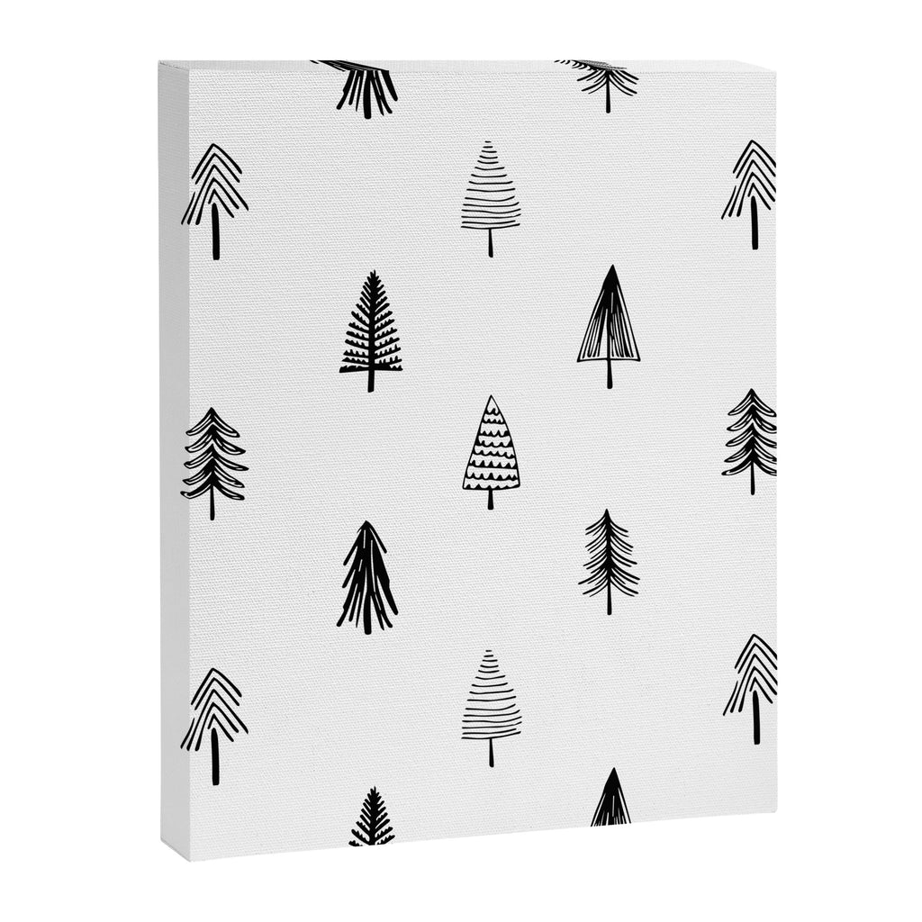 Black and white pine tree doodle art pattern Canvas Print Gallery Image 8