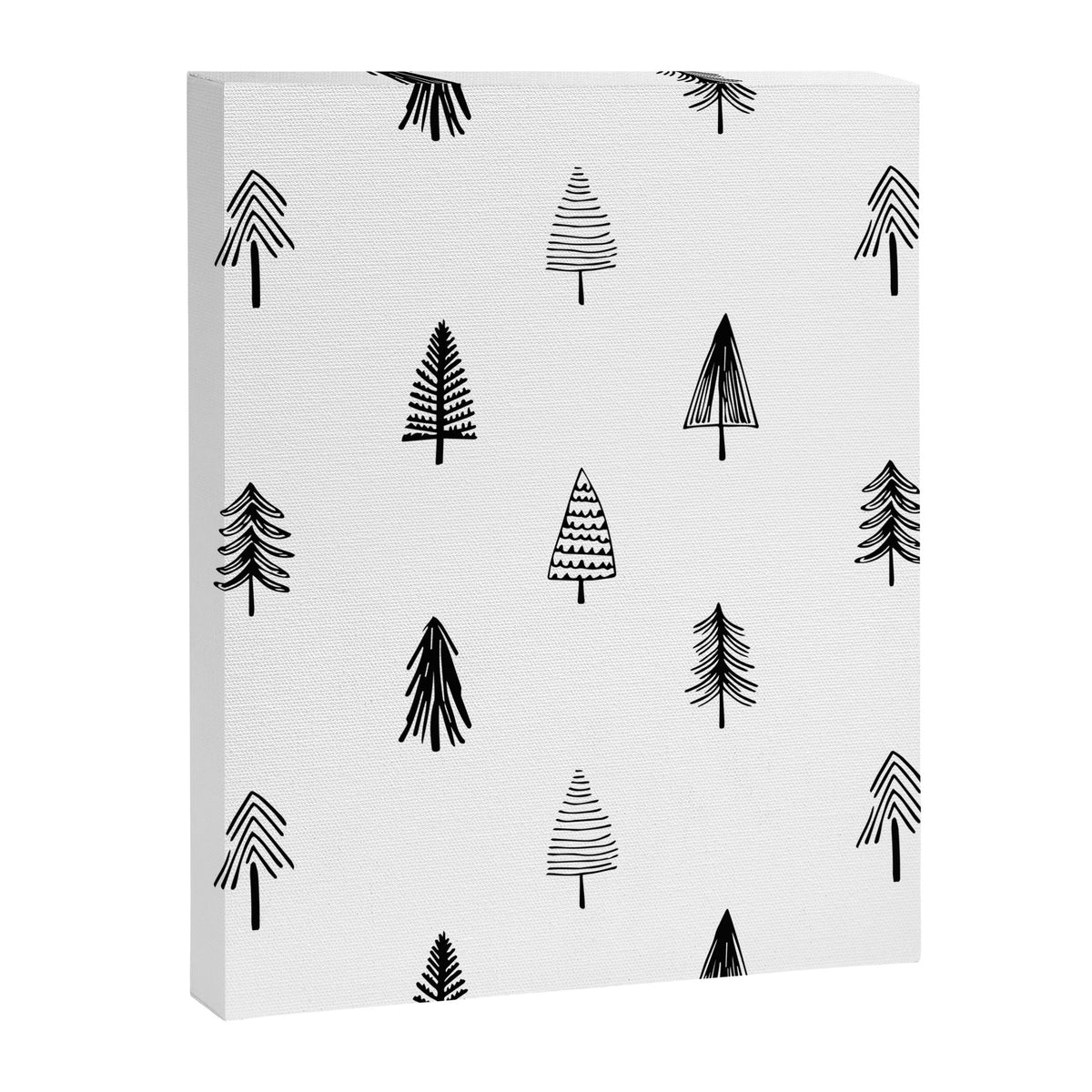 Black and white pine tree doodle art pattern Canvas Print Gallery Image 8