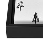 Black and white pine tree doodle art pattern Framed Canvas Print Gallery Image 3