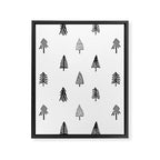 Black and white pine tree doodle art pattern Framed Canvas Print Gallery Image 8