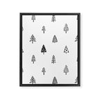 Black and white pine tree doodle art pattern Framed Canvas Print Gallery Image 8
