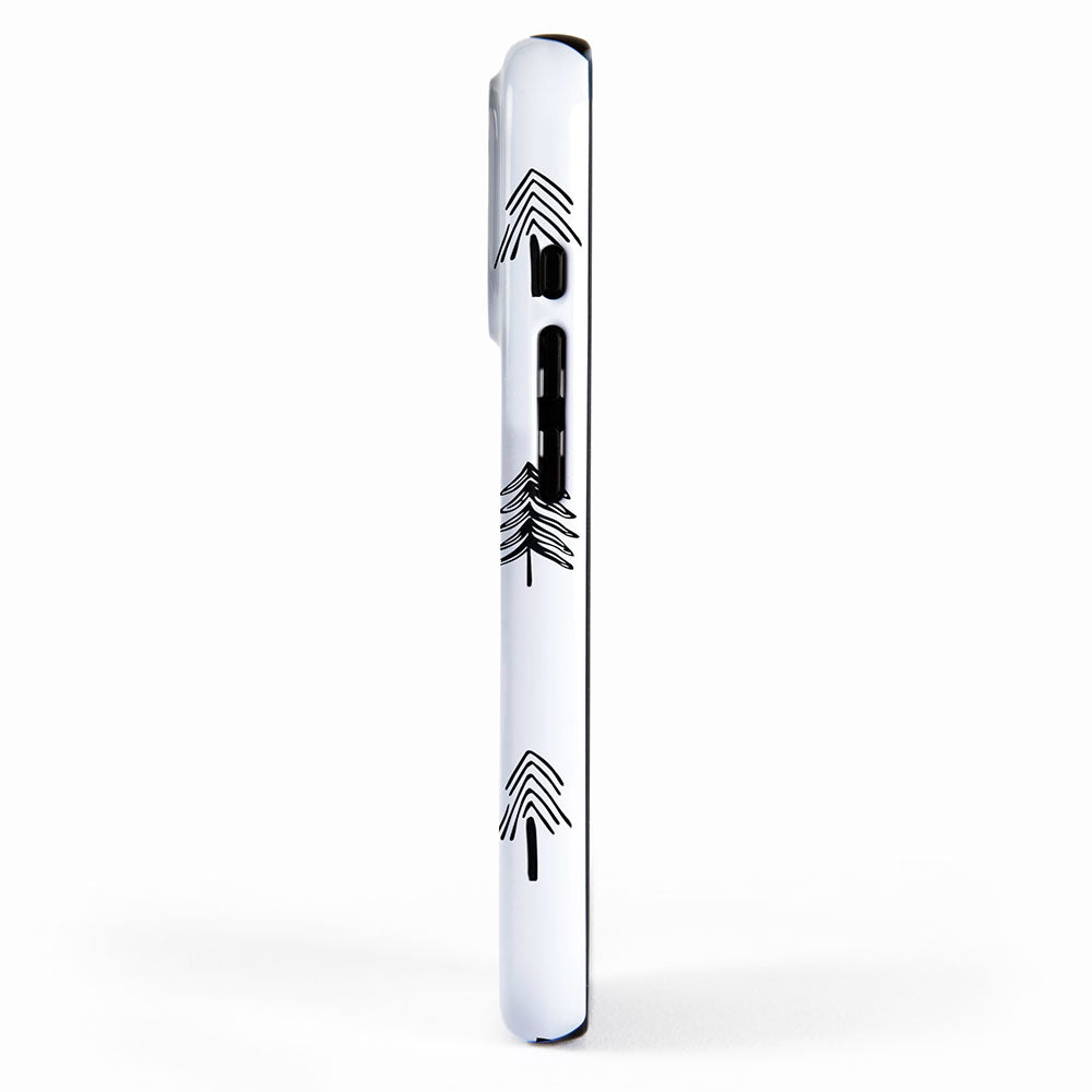 Black and white pine tree doodle art pattern iPhone Case Gallery Image 2