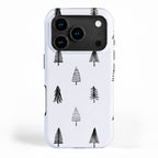 Black and white pine tree doodle art pattern iPhone Case Gallery Image 1