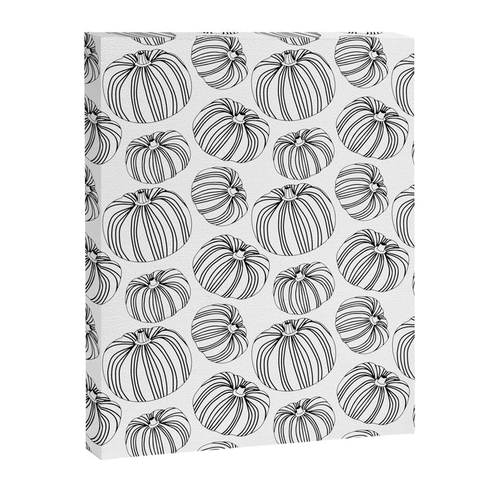 Black and white pumpkin vegetable pattern Canvas Print Gallery Image 1
