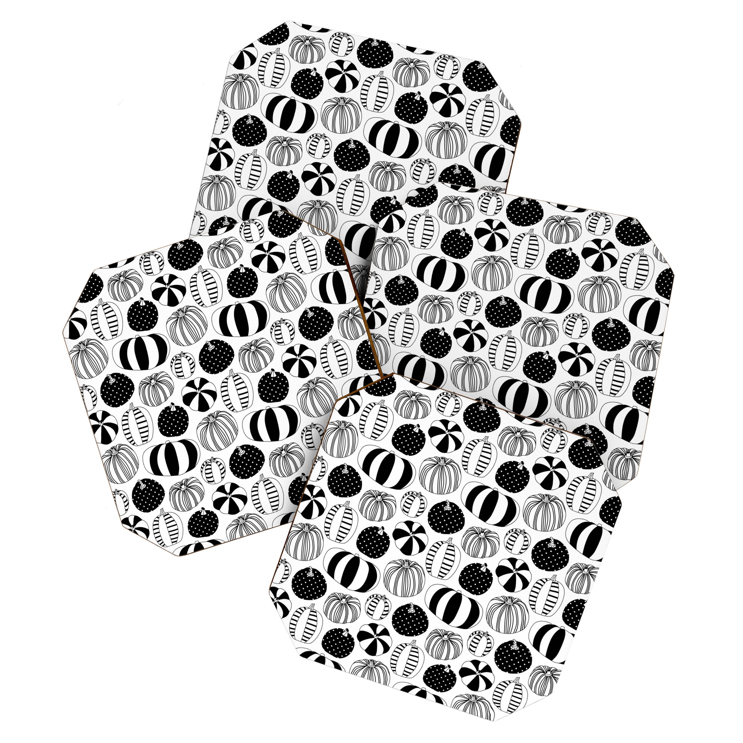 Black and white pumpkin vegetable pattern Coaster Gallery Image 1