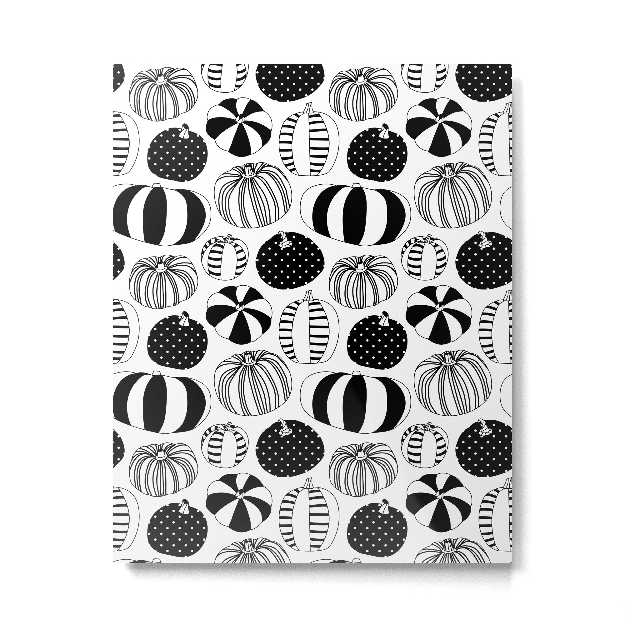 Black and white pumpkin vegetable pattern Metal Print Gallery Image 6
