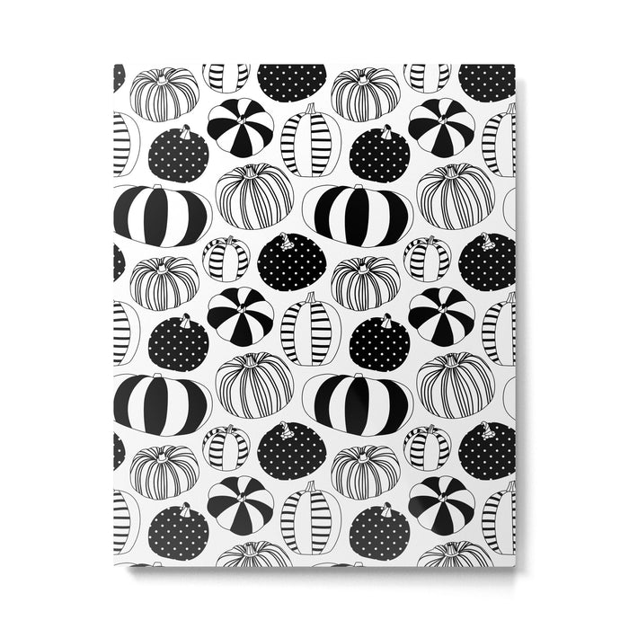 Black and white pumpkin vegetable pattern Metal Print Gallery Image 1