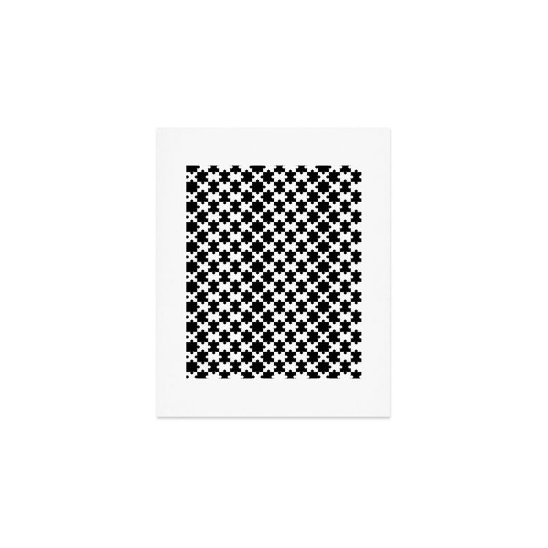 Black and white puzzle piece shape pattern Art Print Gallery Image 1