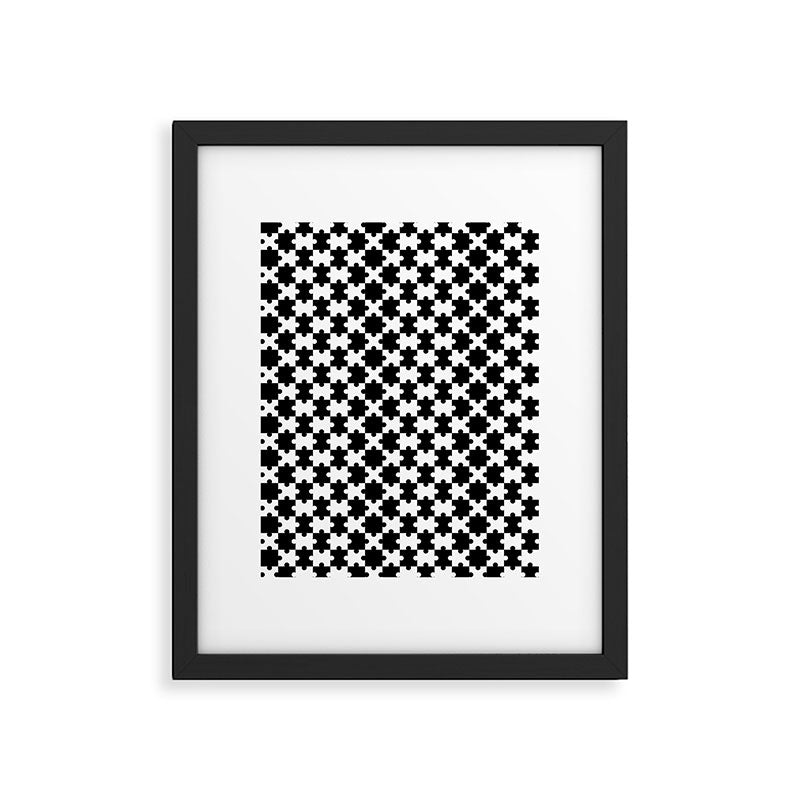 Black and white puzzle piece shape pattern Framed Art Print Gallery Image 6