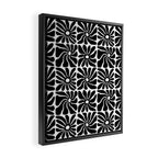 Black and white retro flower art pattern Framed Canvas Print Gallery Image 2